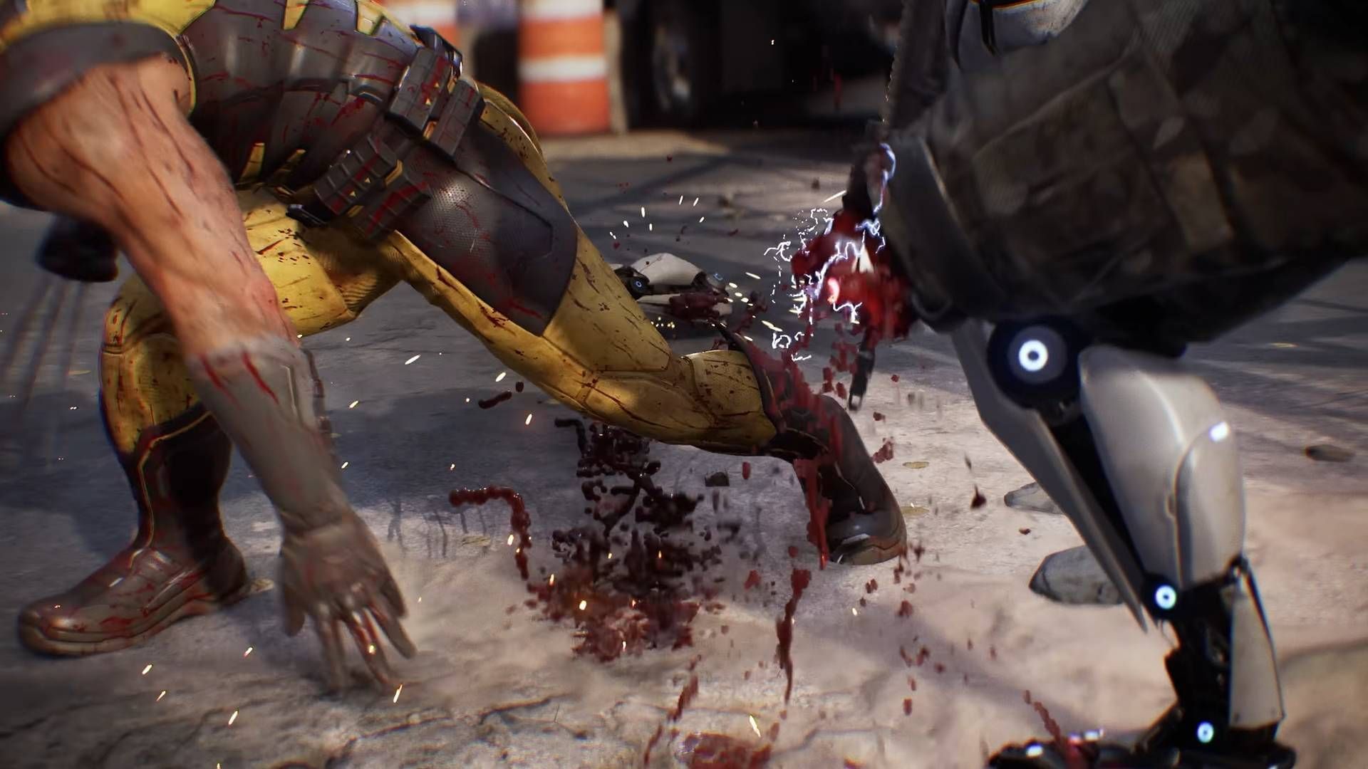 A still of the gameplay where Wolverine is fighting Reavers (Image via Insomniac Games)