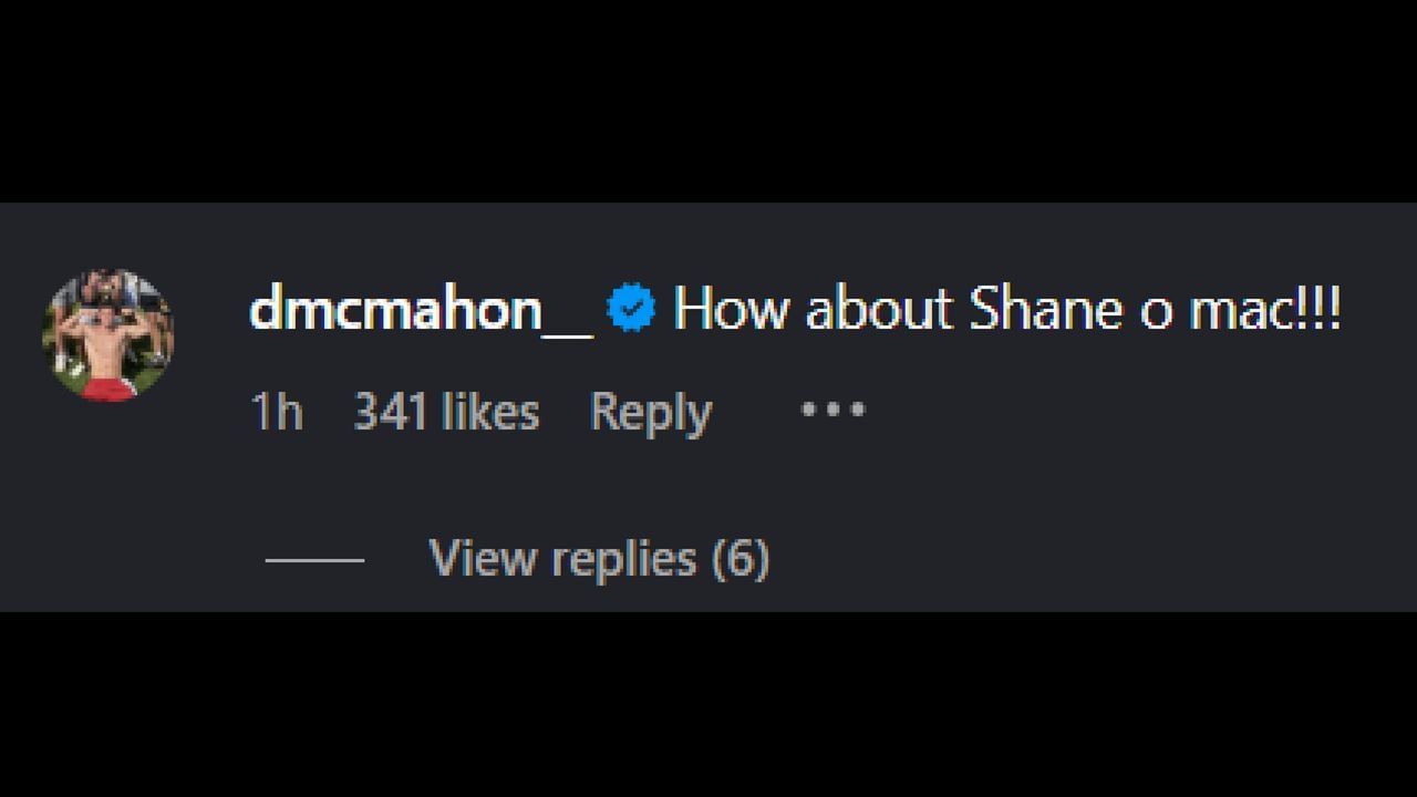 Declan&#039;s comment (via WWE&#039;s Instagram)