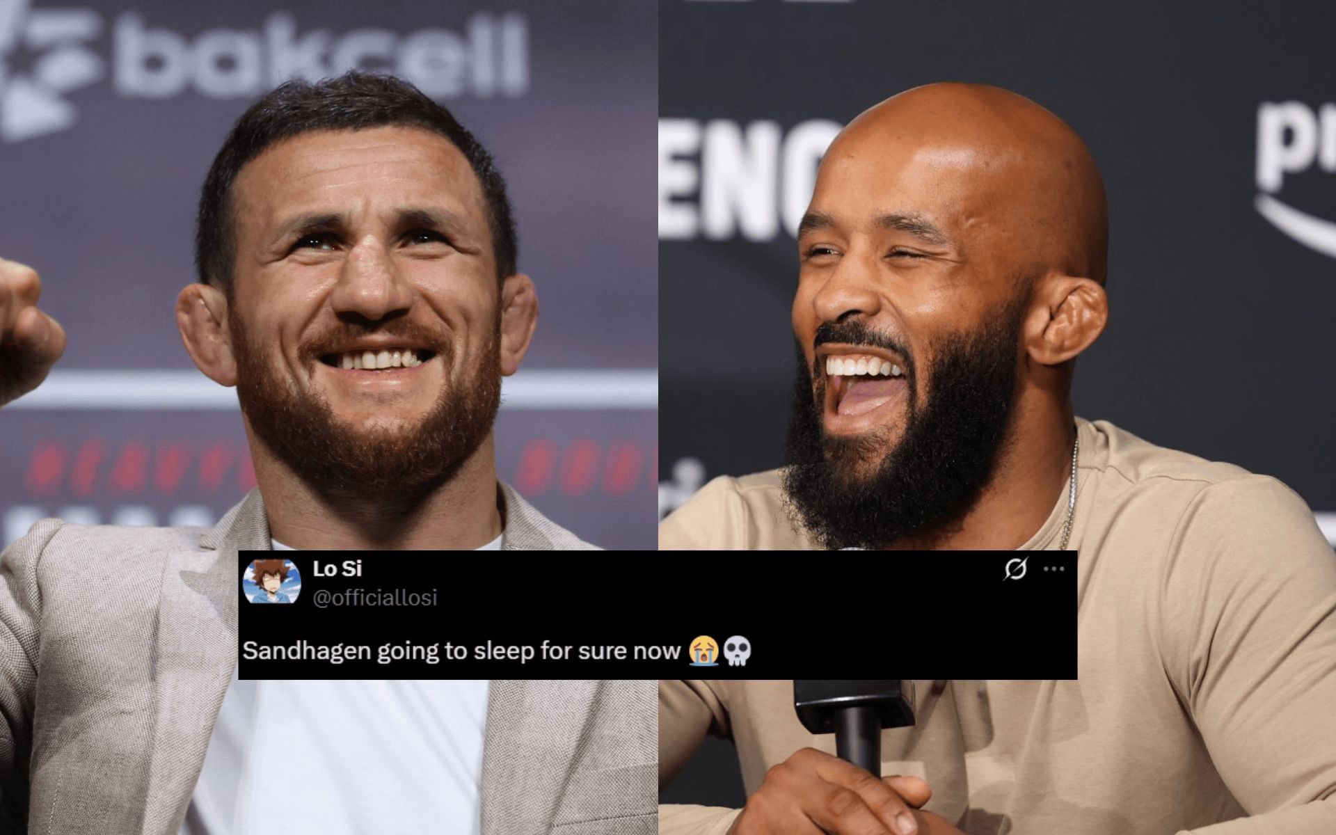 Fans react to Merab Dvalishvili (left) and Demetrious Johnson (right) training together. [Images courtesy: Getty]