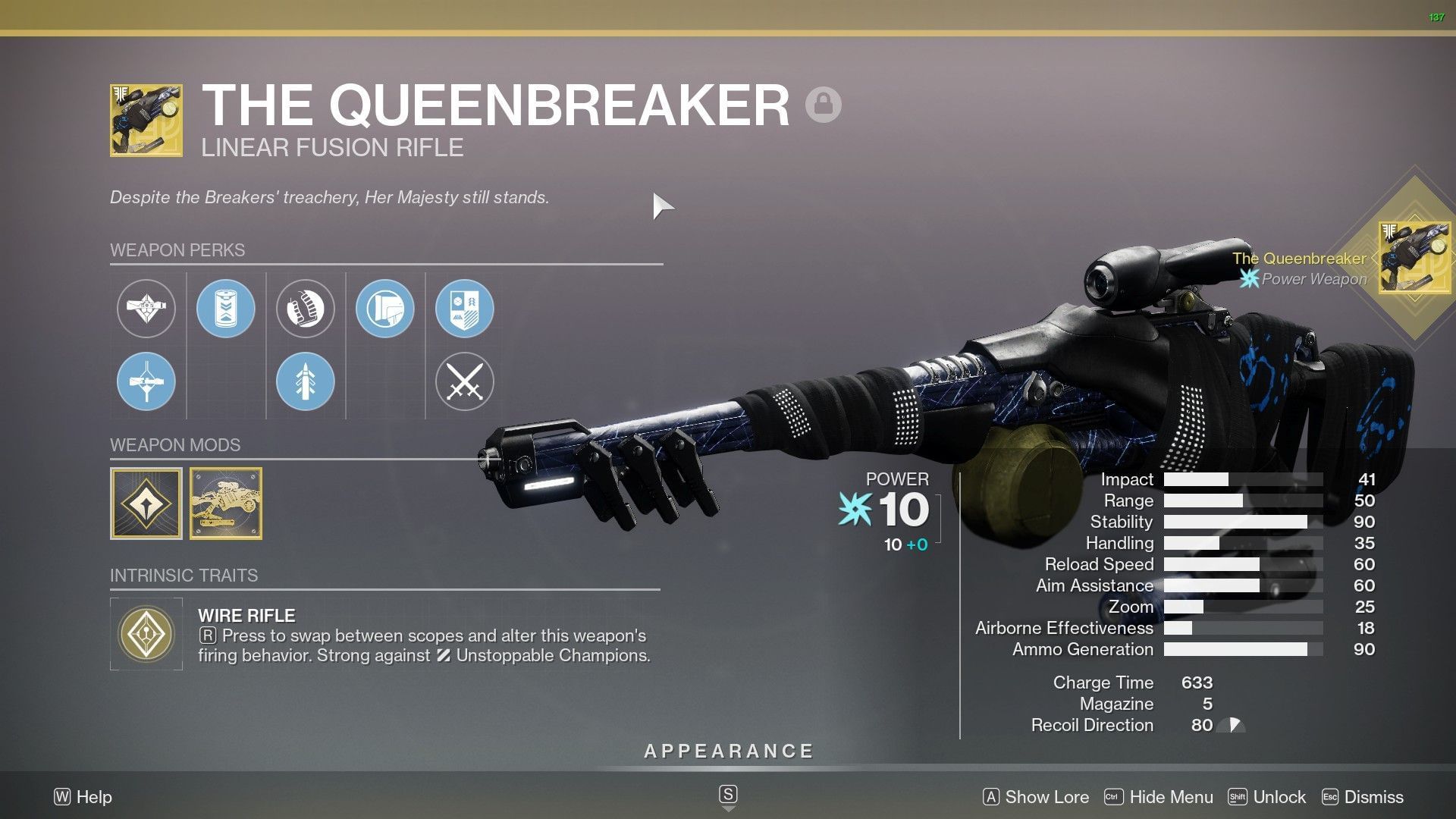 The Queenbreaker in Destiny 2 (Image via Bungie) 