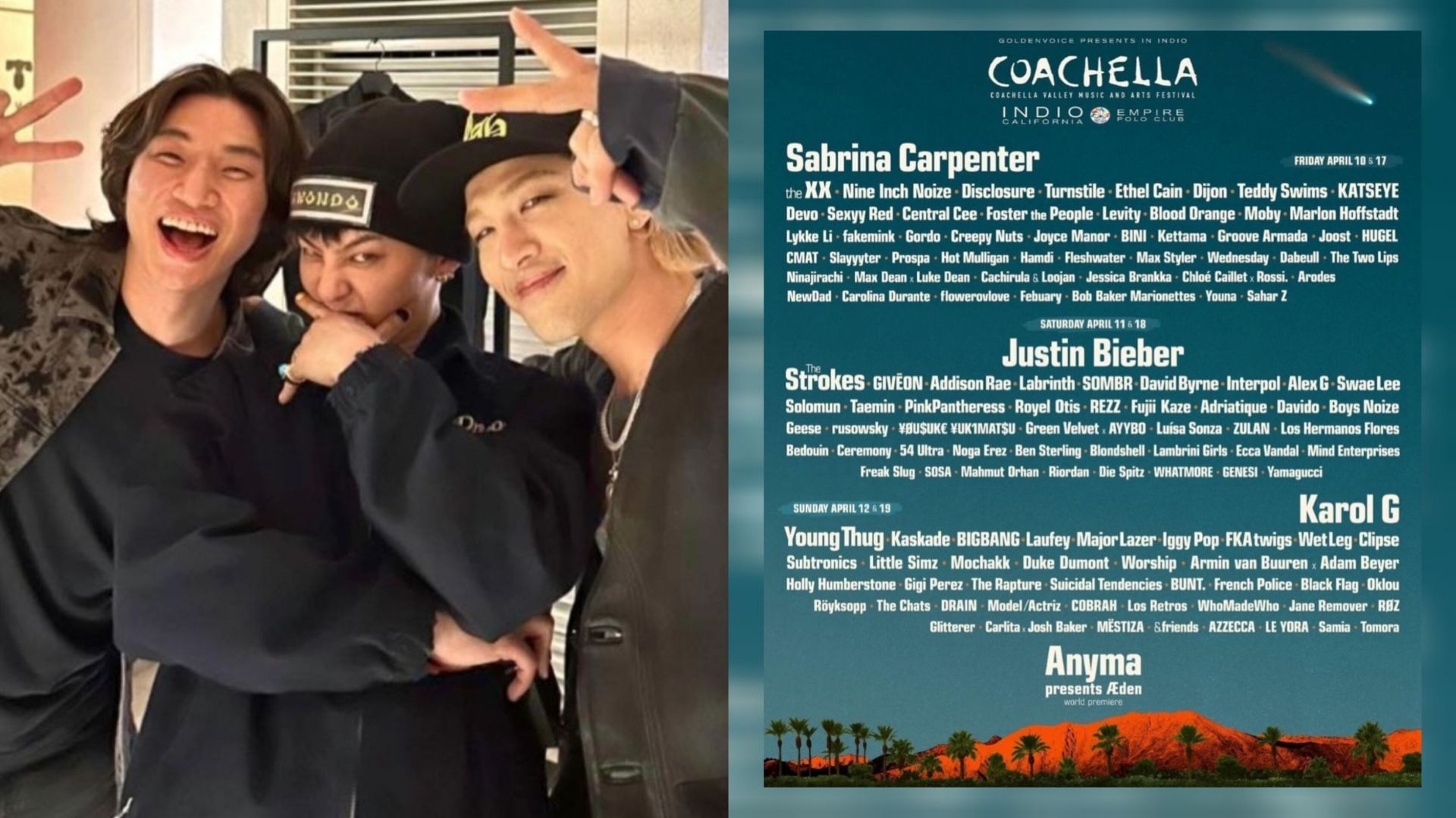 BIGBANG confirmed to make Coachella debut in 2026 (Images via Instagram/@xxxibgdrgn &amp; @coachella)