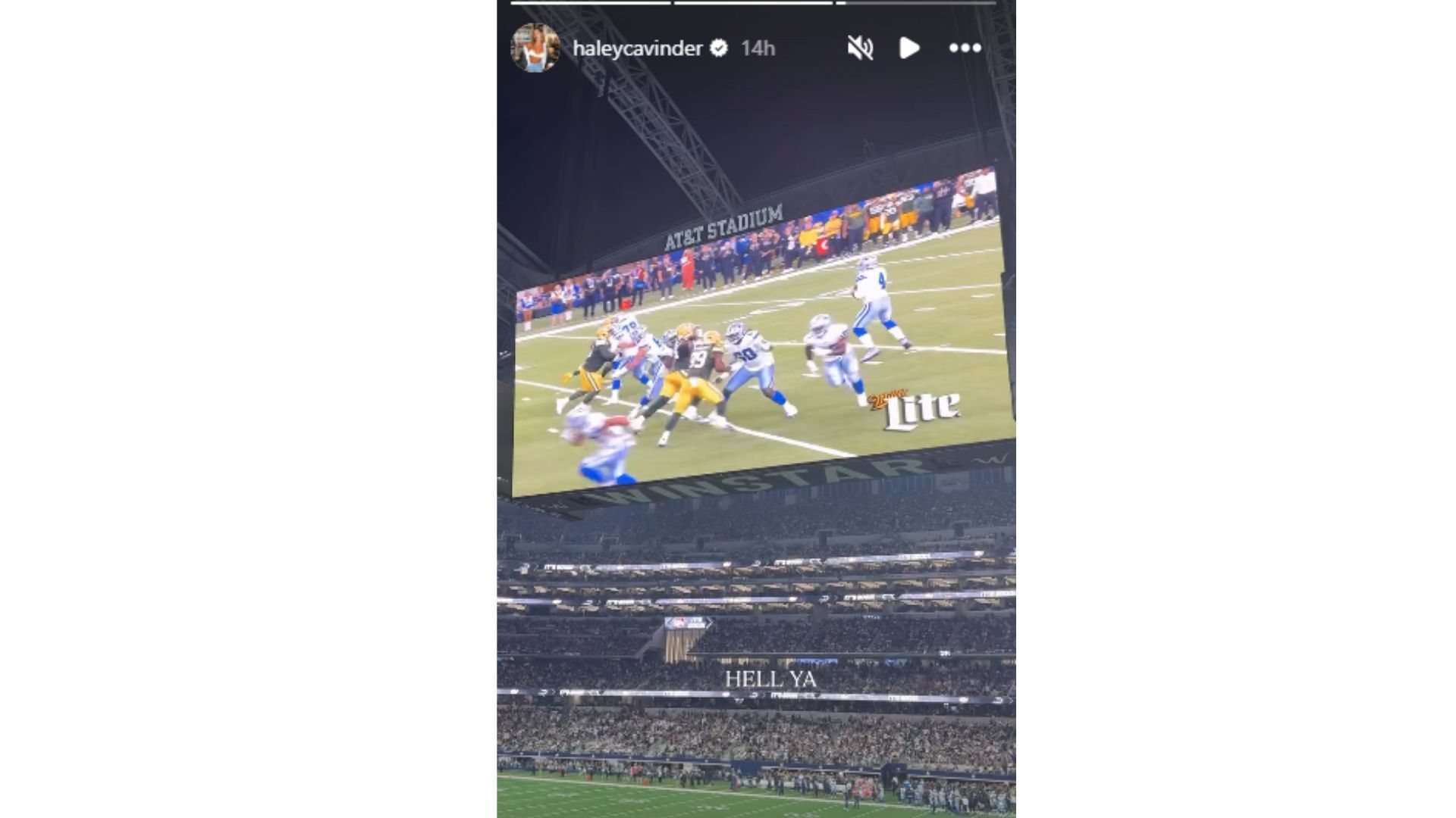 Haley Cavinder celebrated Jake Ferguson&#039;s touchdown on Sunday night. (Photo via Haley Cavinder&#039;s Instagram Story)