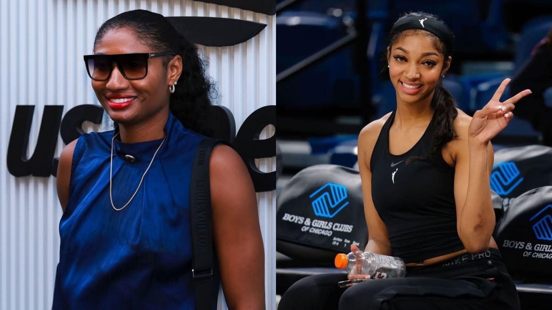 An image of Angel McCoughtry and Angel Reese