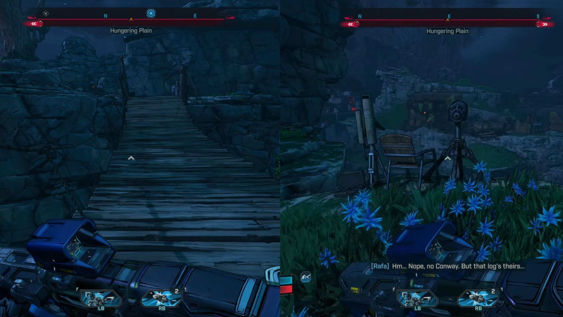 The cliffside camp can be reached via the wooden bridge (Image via Gearbox Software)