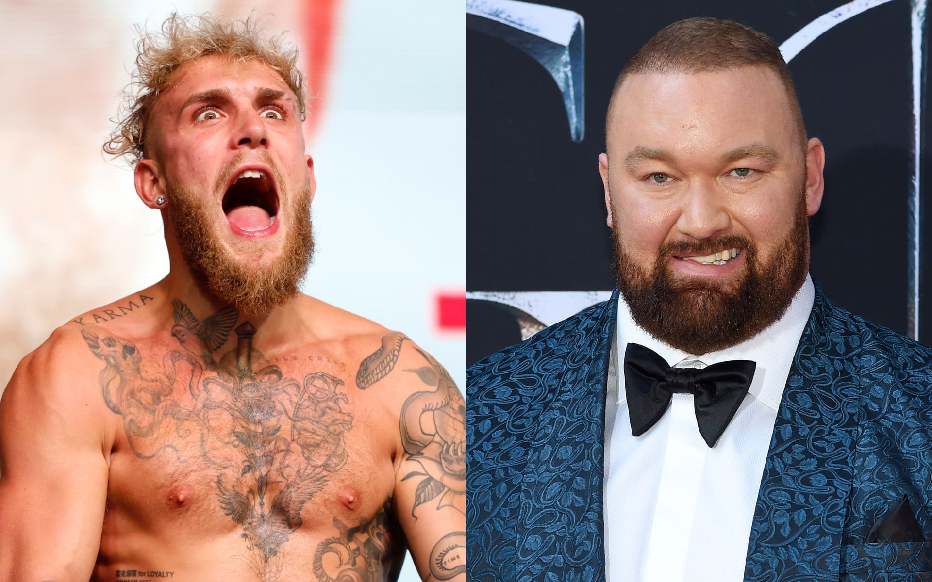 Jake Paul (left) called out by Game of Thrones star Hafthor Bjornsson (right). [Images courtesy: Getty Images]