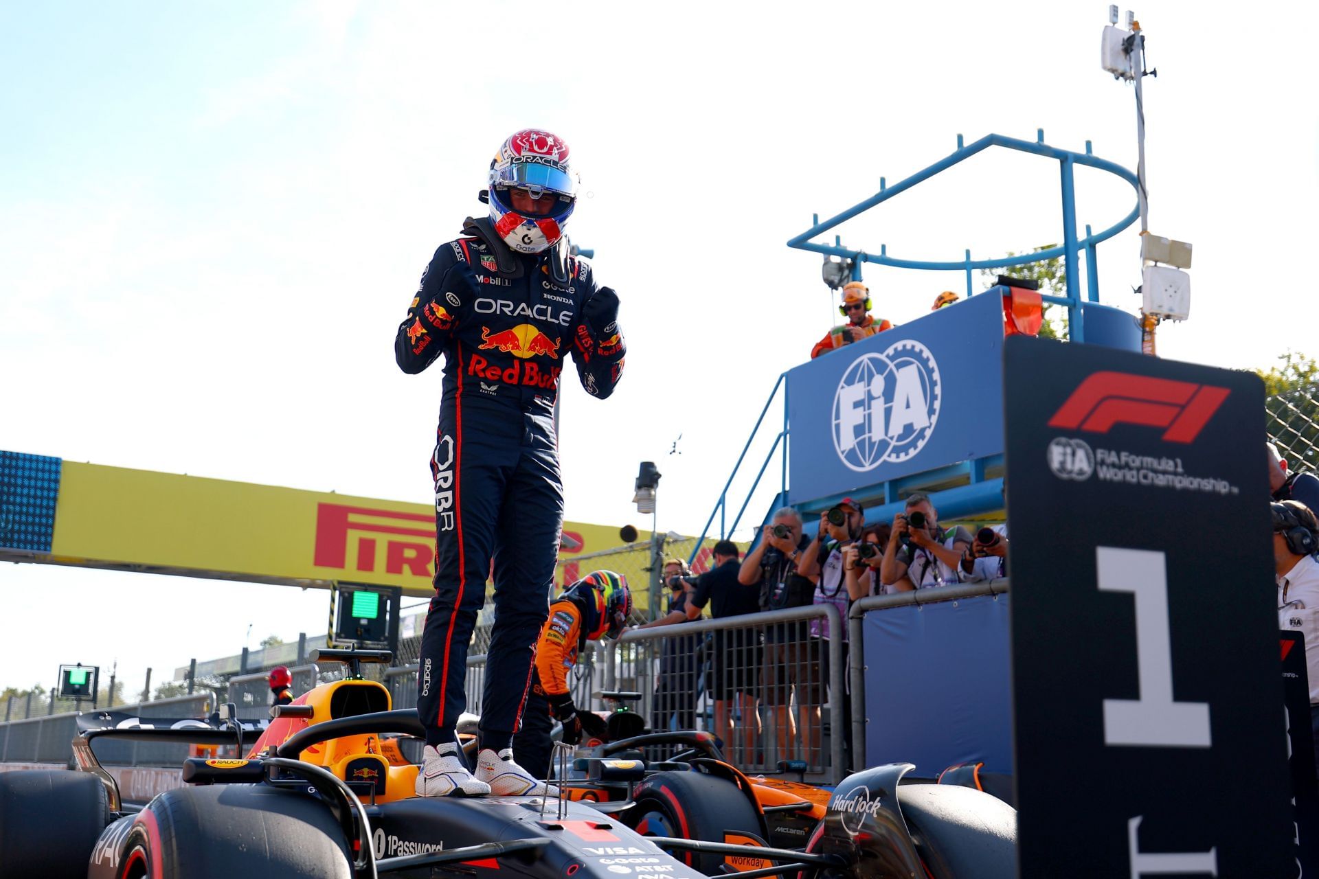 Max Verstappen celebrates after clinching pole for the 2025 F1 Italian Grand Prix - Qualifying - Source: Getty
