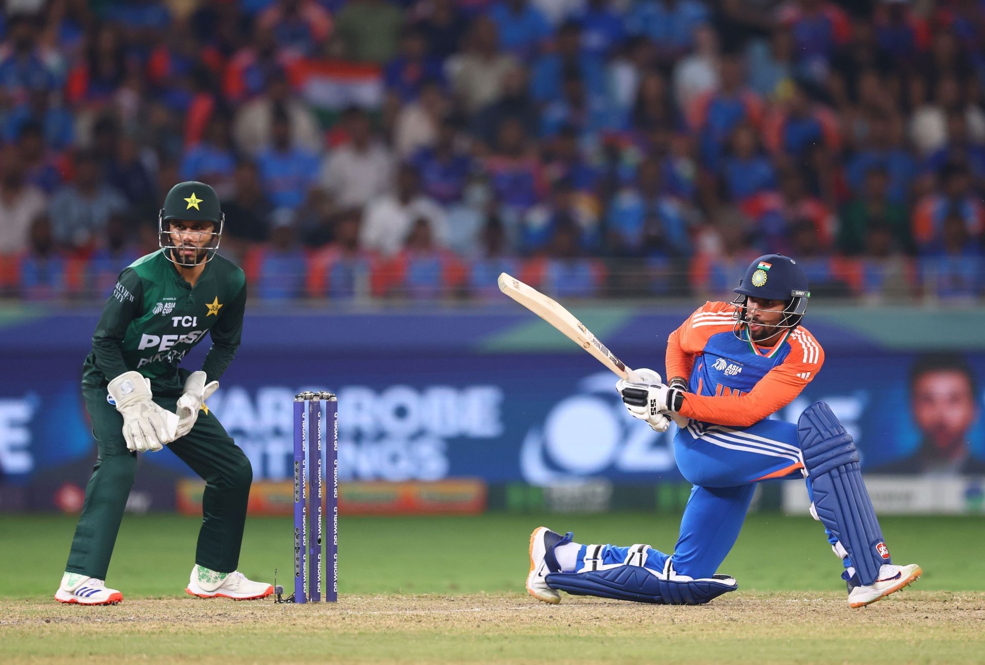 Tilak Varma struck three fours and four sixes during his unbeaten 69-run knock. [P/C: Getty]