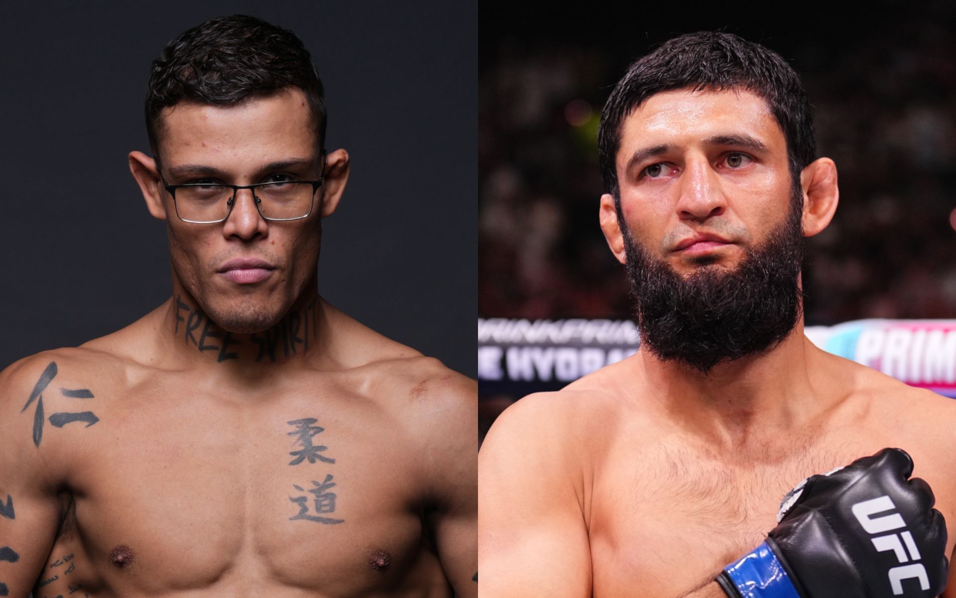 Caio Borralho (left) previews potential Khamzat Chimaev (right) clash. [Images courtesy: Getty Images]