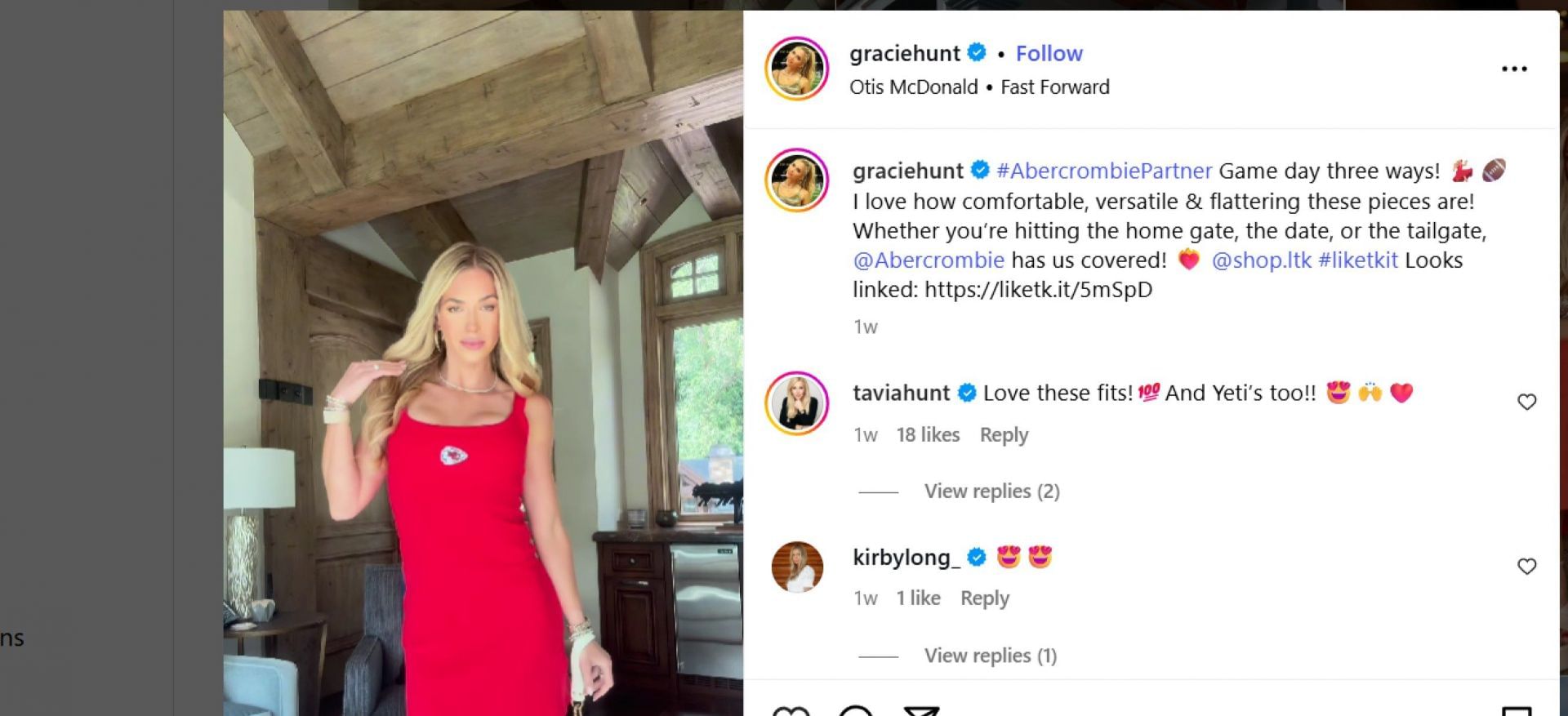 Gracie Hunt IG post/@graciehunt