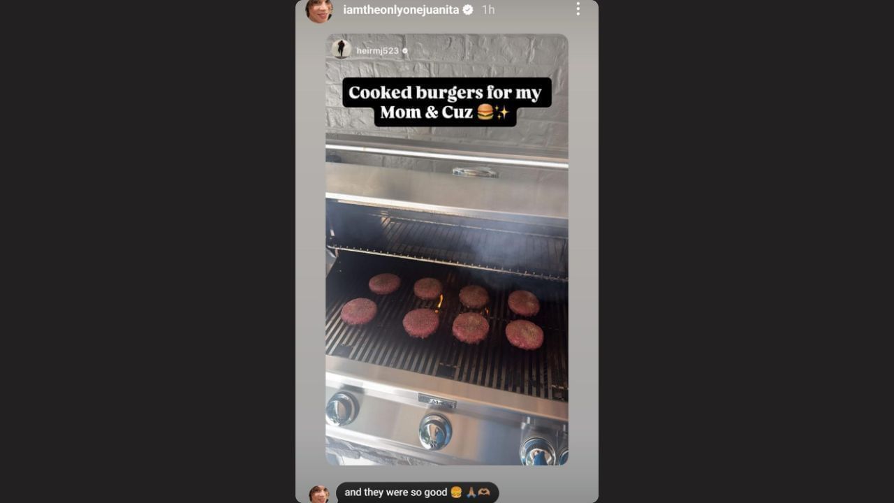 Juanita Vanoy praises her son&#039;s home-cooked meal on IG. (Credits: @heirmj523/IG)