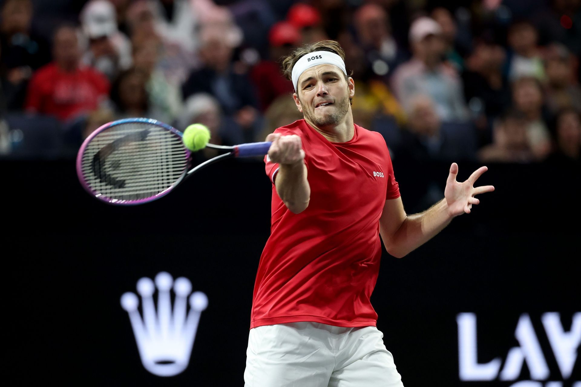 Taylor Fritz hits a forehand at Laver Cup | Image Source: Getty