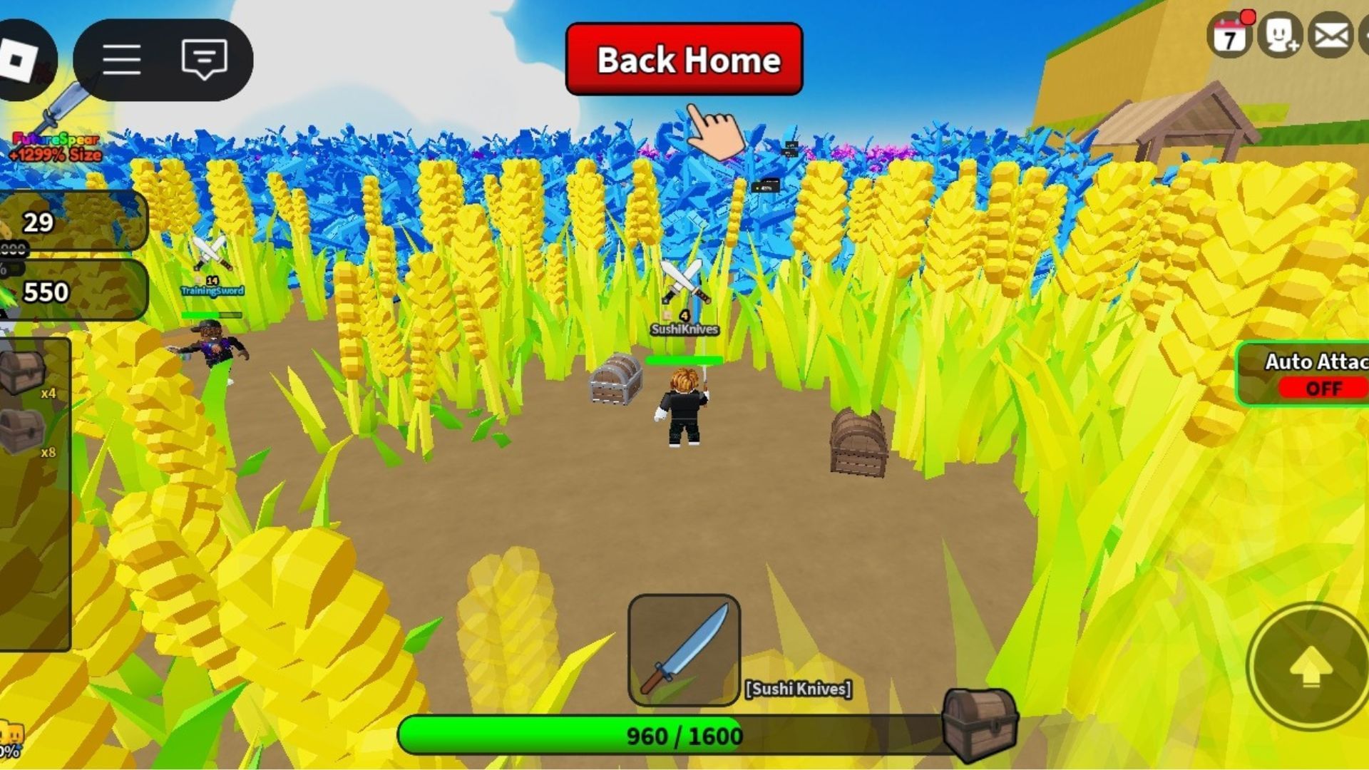 Chopping the field (Image via Roblox)