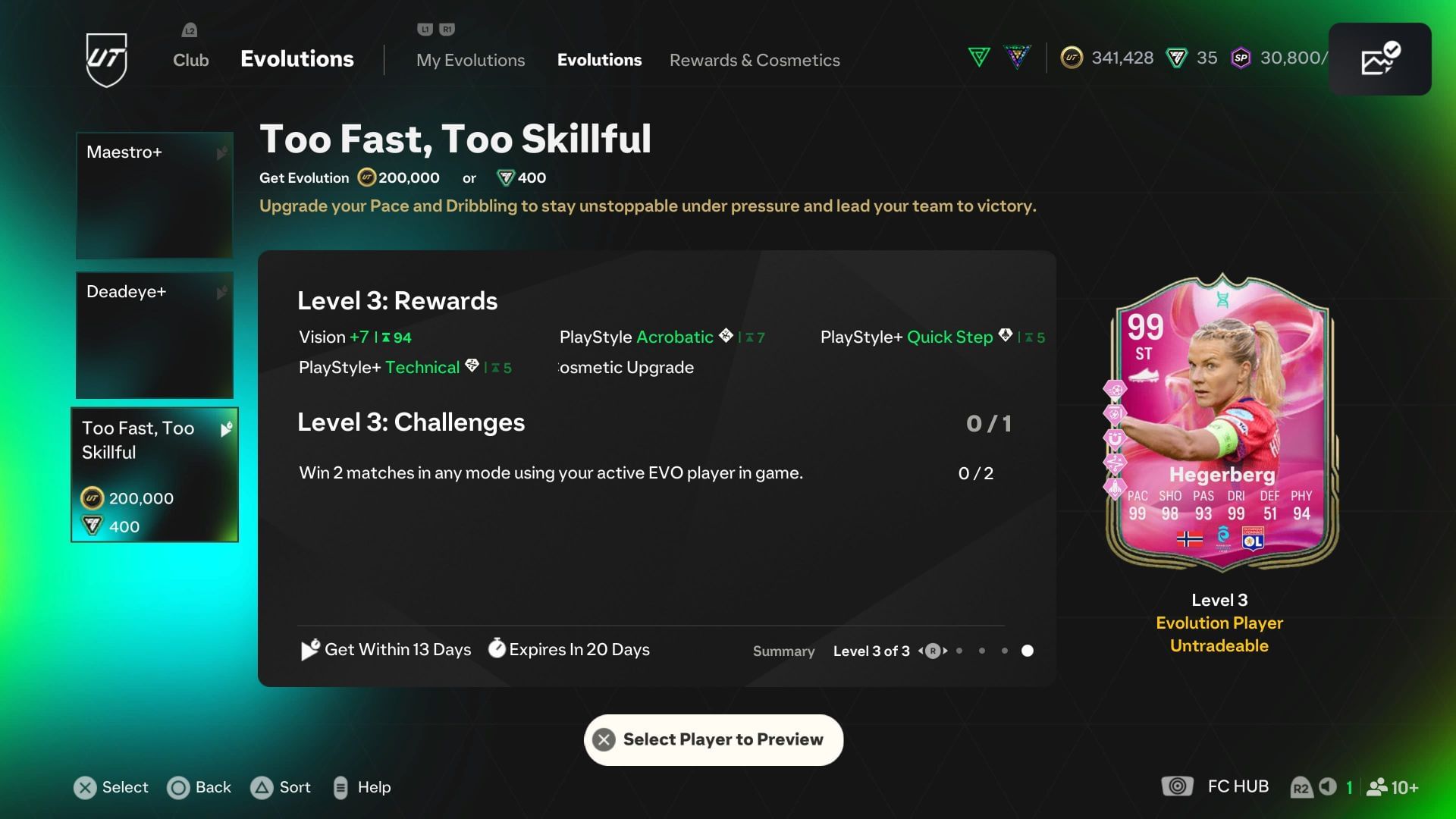 The EVO has three levels (Image via EA Sports)