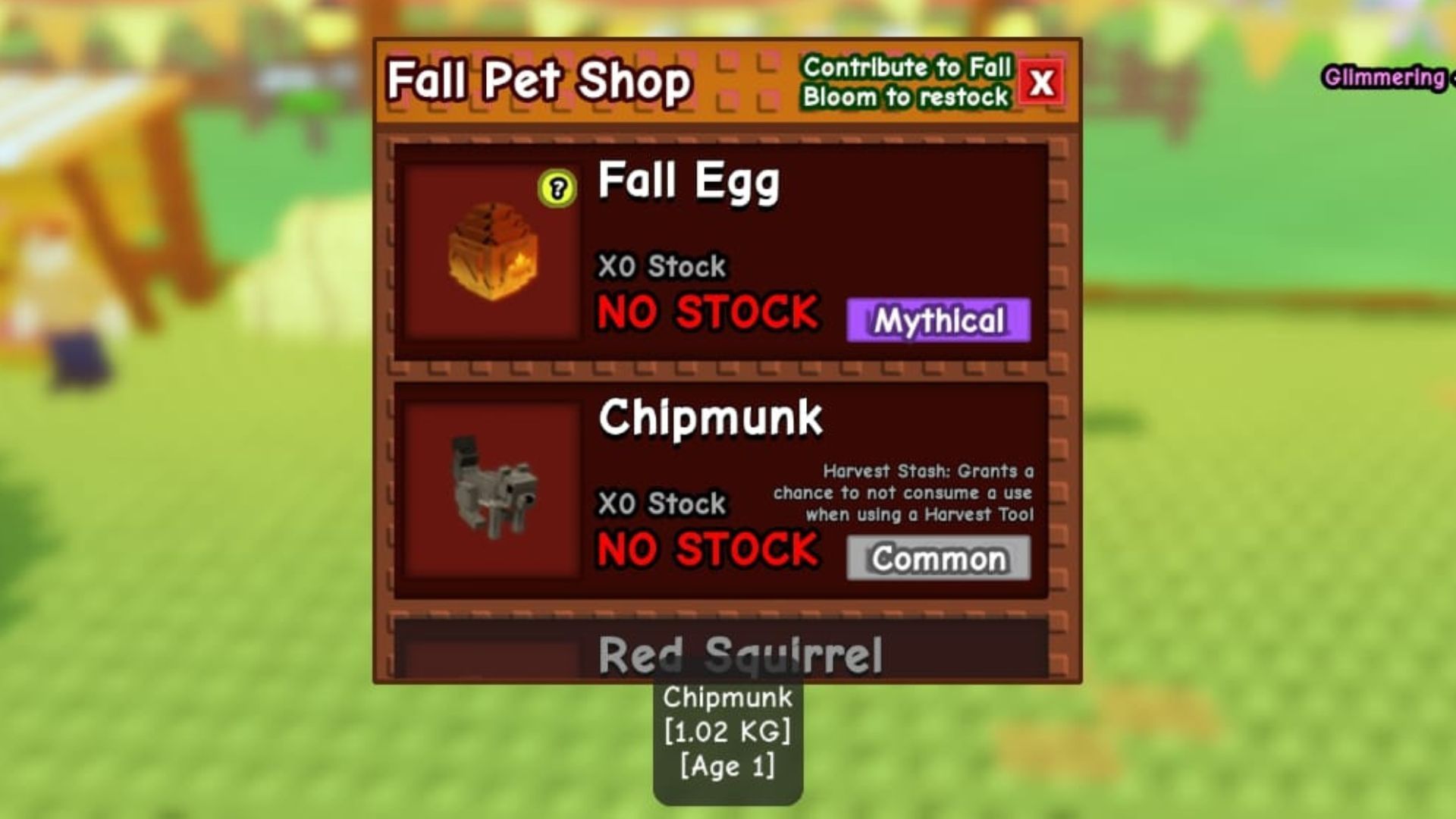 Buy Chipmunk from the Fall Festival Pets shop (Image via Roblox)