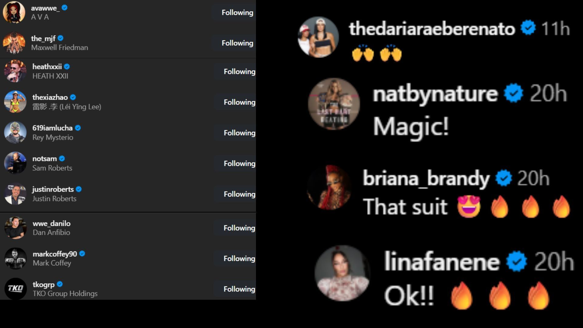 Screenshots of stars&#039; likes and comments. [Image credit: The Rock&#039;s Instagram]