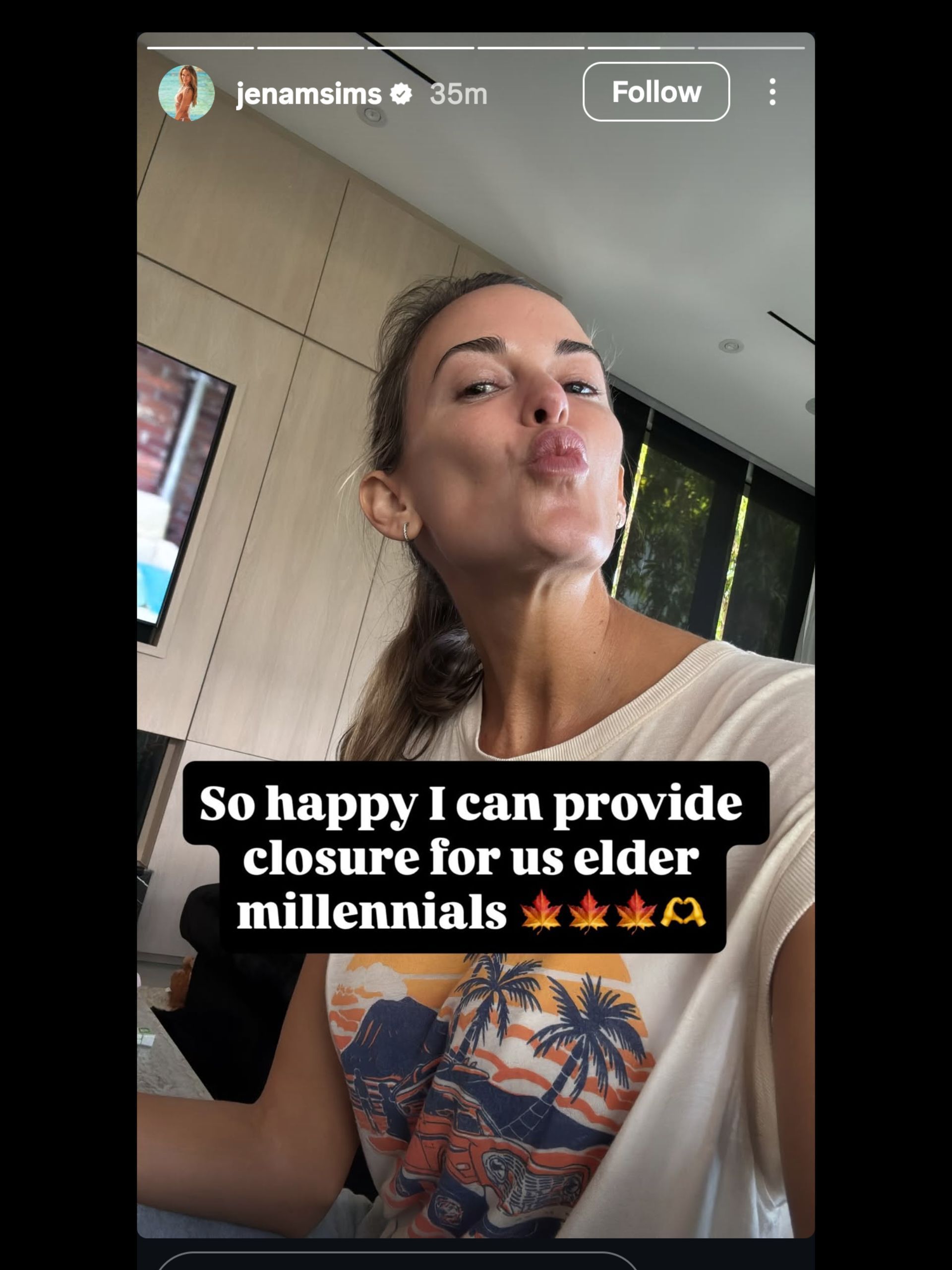 Screenshot from Sims&#039; Instagram story / @jenamsims on IG