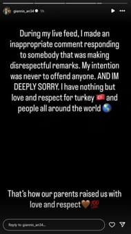 Publicó un disculpas en Instagram en Antetocunempo Instagram