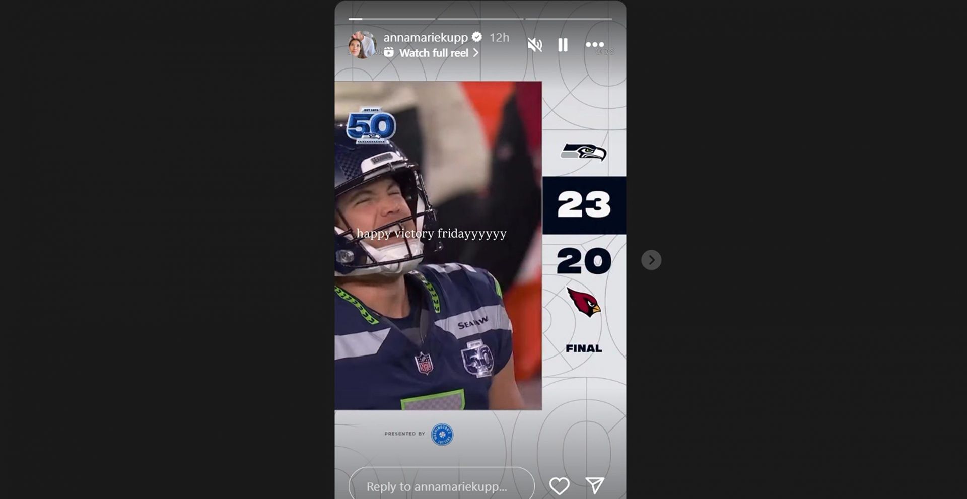 Cooper Kupp&#039;s wife Anna Marie&#039;s IG story/@annamariekupp