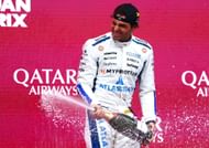 Carlos Sainz celebrates after his P3 finish at the Azerbaijan Grand Prix - Source: Getty