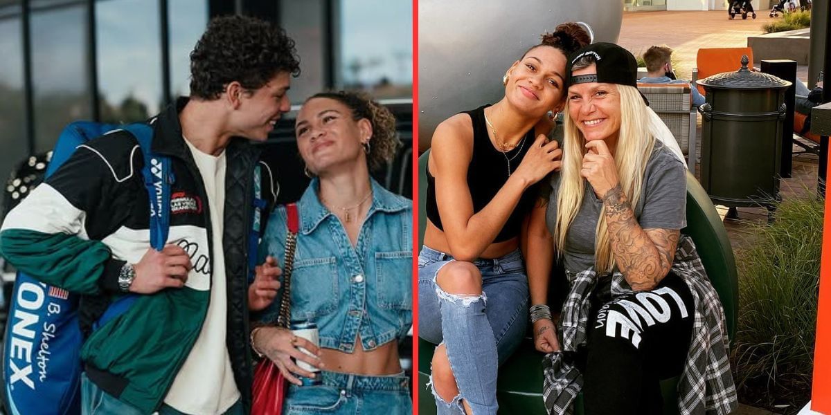 Ben Shelton and Trinity Rodman (left, Source: Instagram/benshelton), Trinity Rodman and Michelle Rodman (right, Source: Instagram/trinity_rodman)
