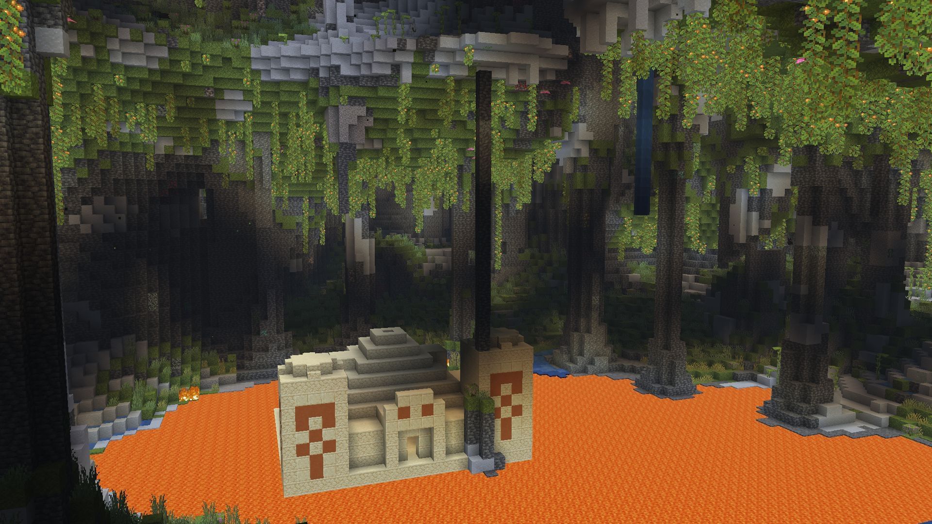 Glitched desert temple in lush cave (Image via Mojang)