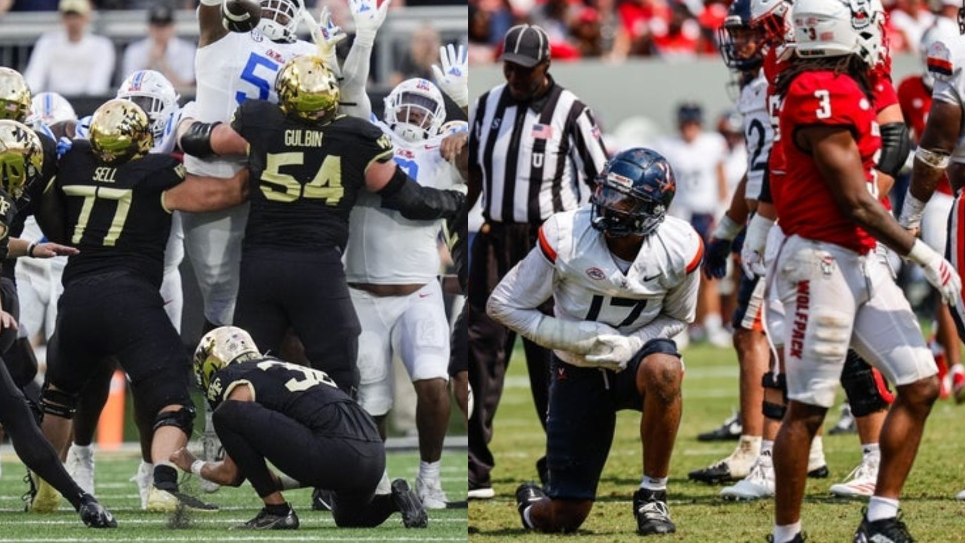 The Wake Forest and NC State football teams