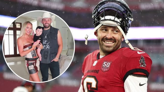 Baker Mayfield's wife Emily poses in black swimsuit 16 months after giving birth to daughter Kova Jade