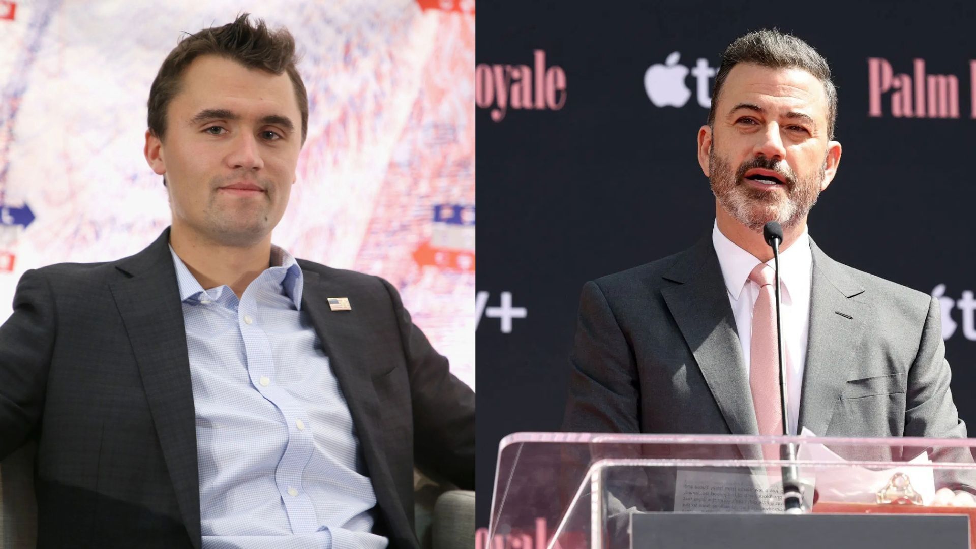 From L to R: Charlie Kirk and Jimmy Kimmel (Image via Getty Images)