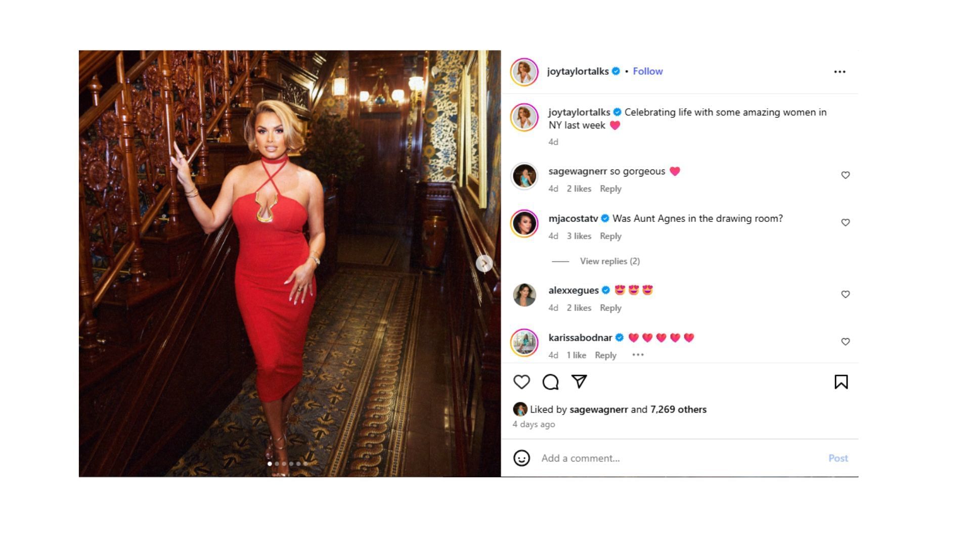 Sage Wagner commented on Joy Taylor&#039;s Instagram post. (Photo via Joy Taylor&#039;s Instagram post)