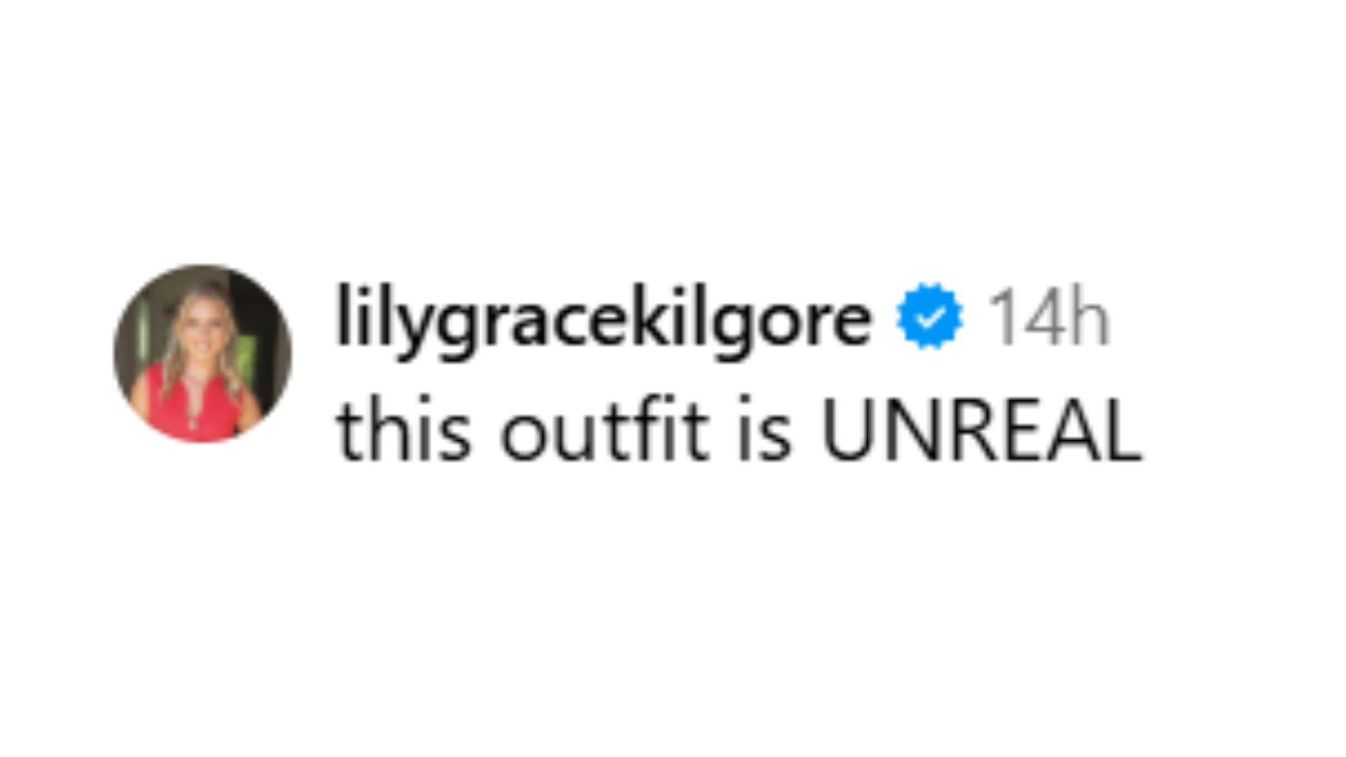 Reaction to Kylie Beck&#039;s outfit (Image Source: @kyliebeck/Instagram)