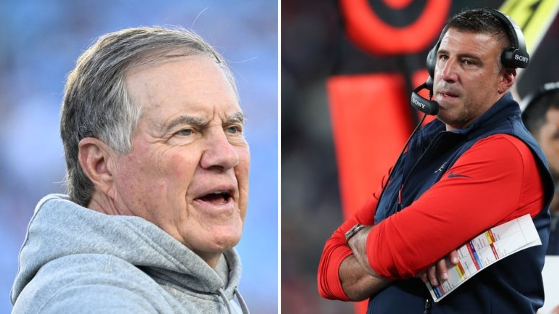 Bill Belichick and Mike Vrabel (Credits: Imagn Images)