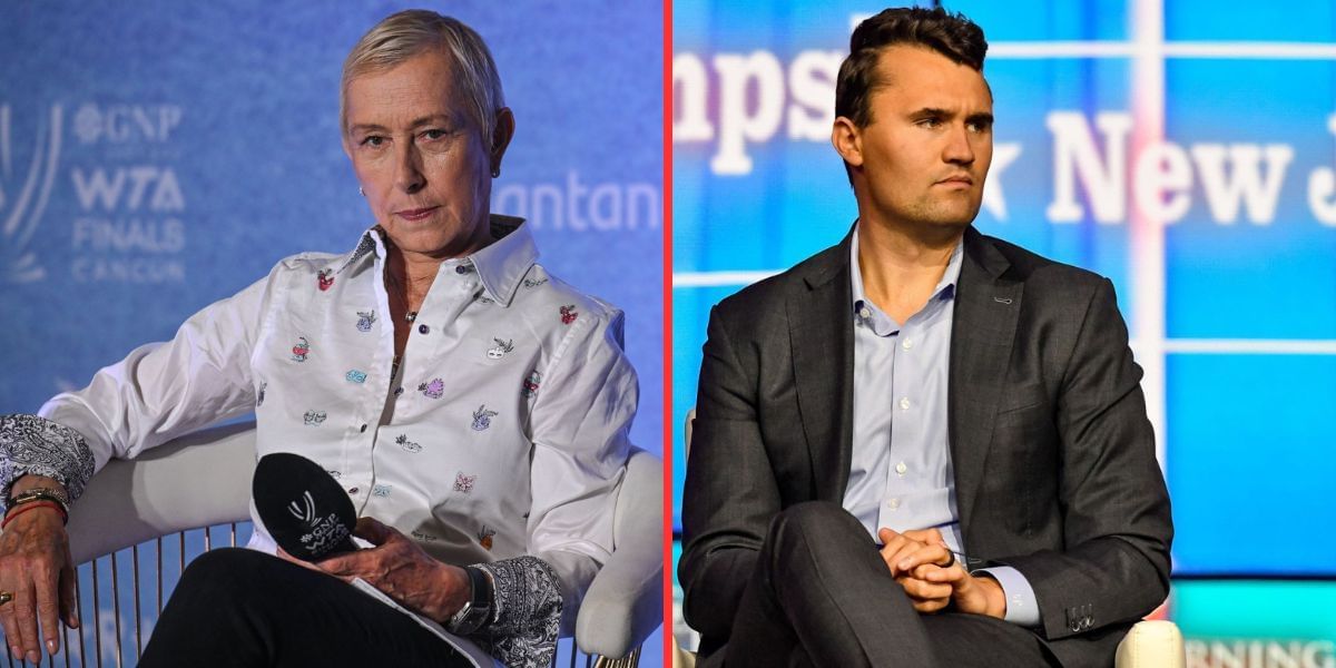 Martina Navratilova (left), Charlie Kirk (right), Sources: Getty