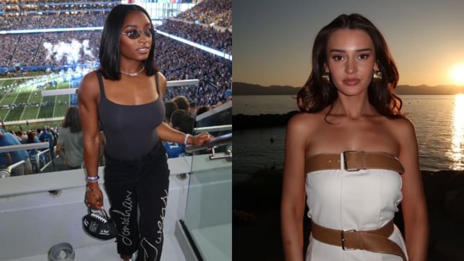 Kyle Juszczyk's wife Kristin drops 2-word review on Simone Biles' gameday outfit for Bears vs. Lions Week 2 game
