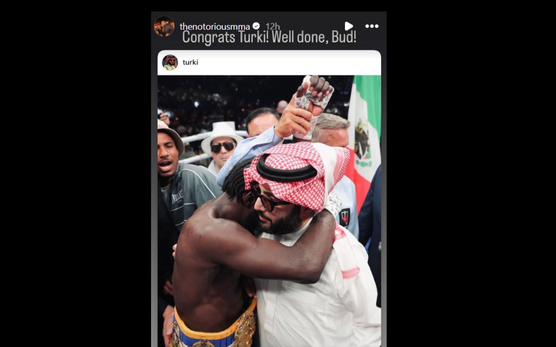 Conor McGregor reacts to Terence Crawford&#039;s win over Canelo Alvarez. [Screenshot courtesy: @thenotoriousmma on Instagram]