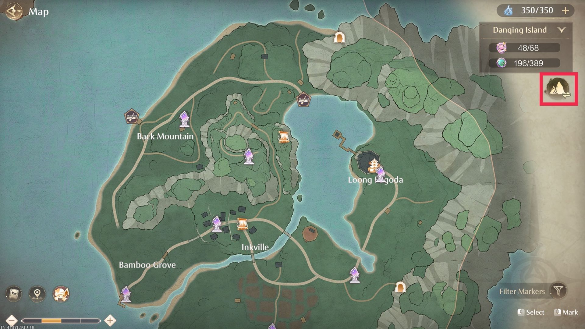 Navigate to the Danqing Realm map in Wishfield (Image via Sportskeeda Gaming/Infold Games)
