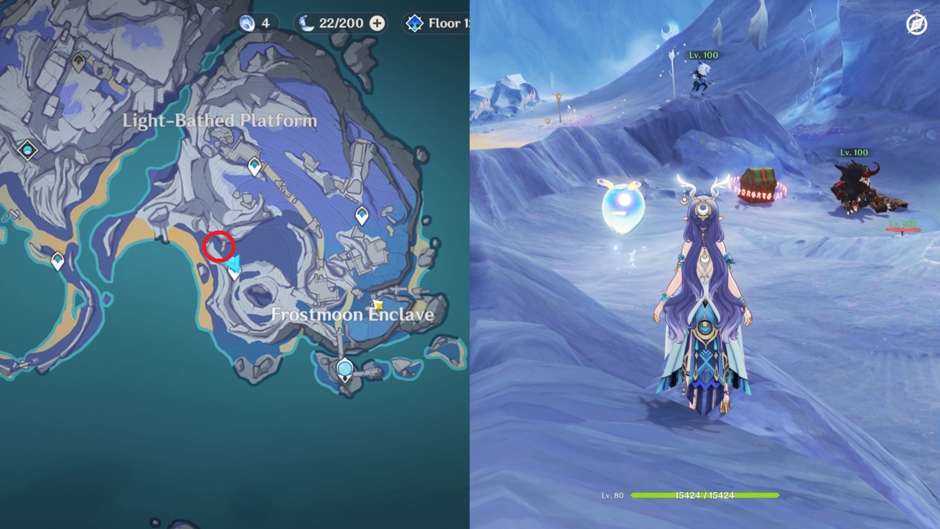 Remarkable Chest northwest of Frostmoon Enclave (Image via HoYoverse)