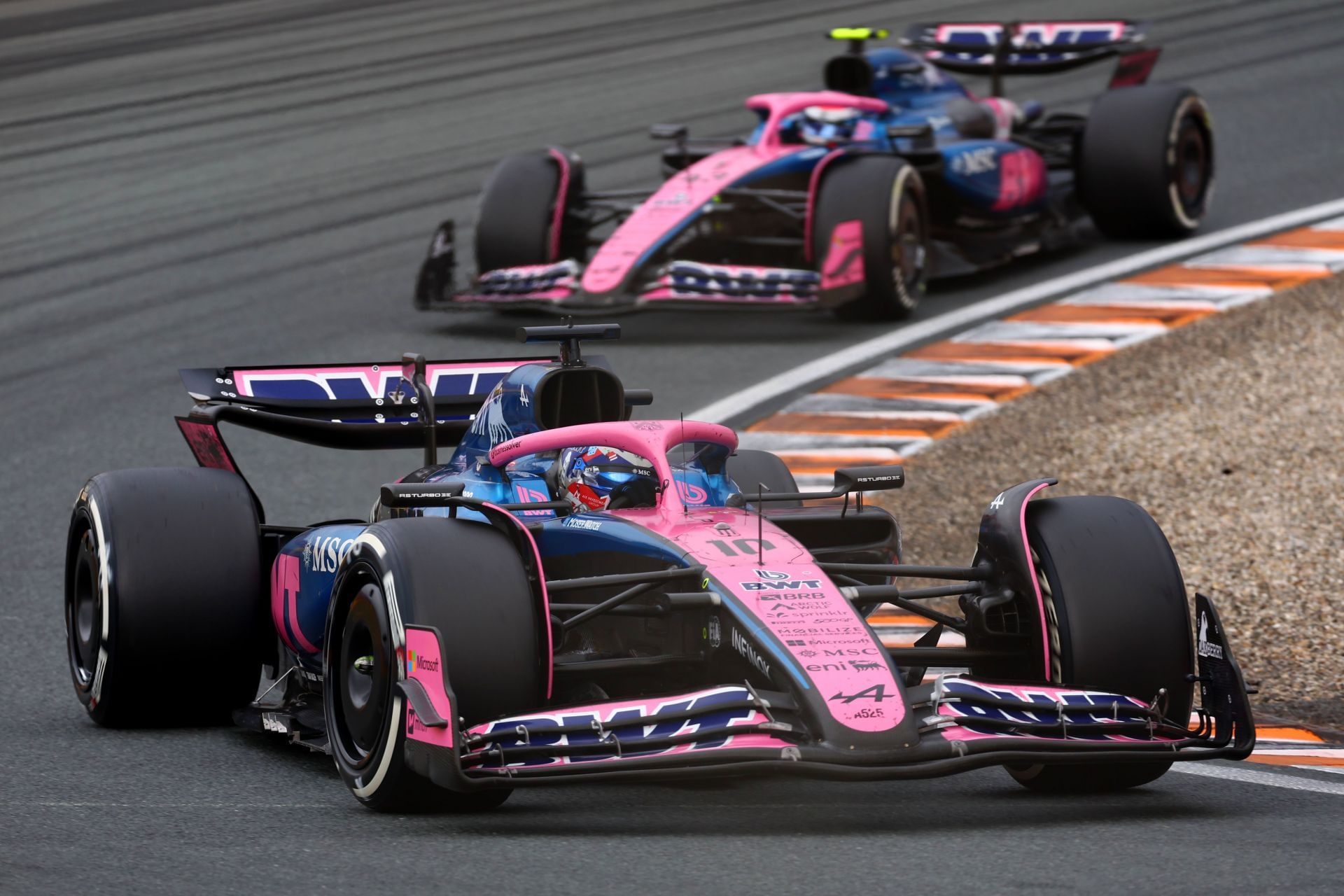 Pierre Gasly (10) leads Franco Colapinto (43) during the F1 Dutch Grand Prix. Source: Getty