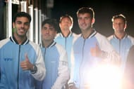 Francisco Cerundolo and his team at the Netherlands v Argentina 2025 Davis Cup tie. (Source: Getty)