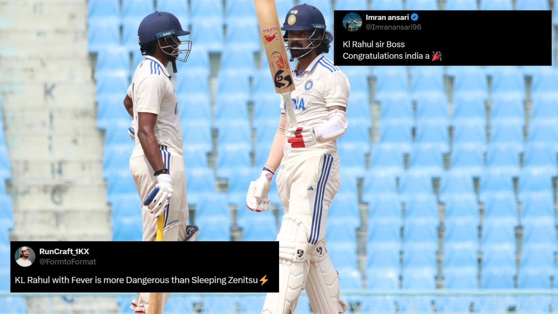 KL Rahul in action for India A (Image Credits: BCCI,@FormtoFormat,@Imranansari96/X)