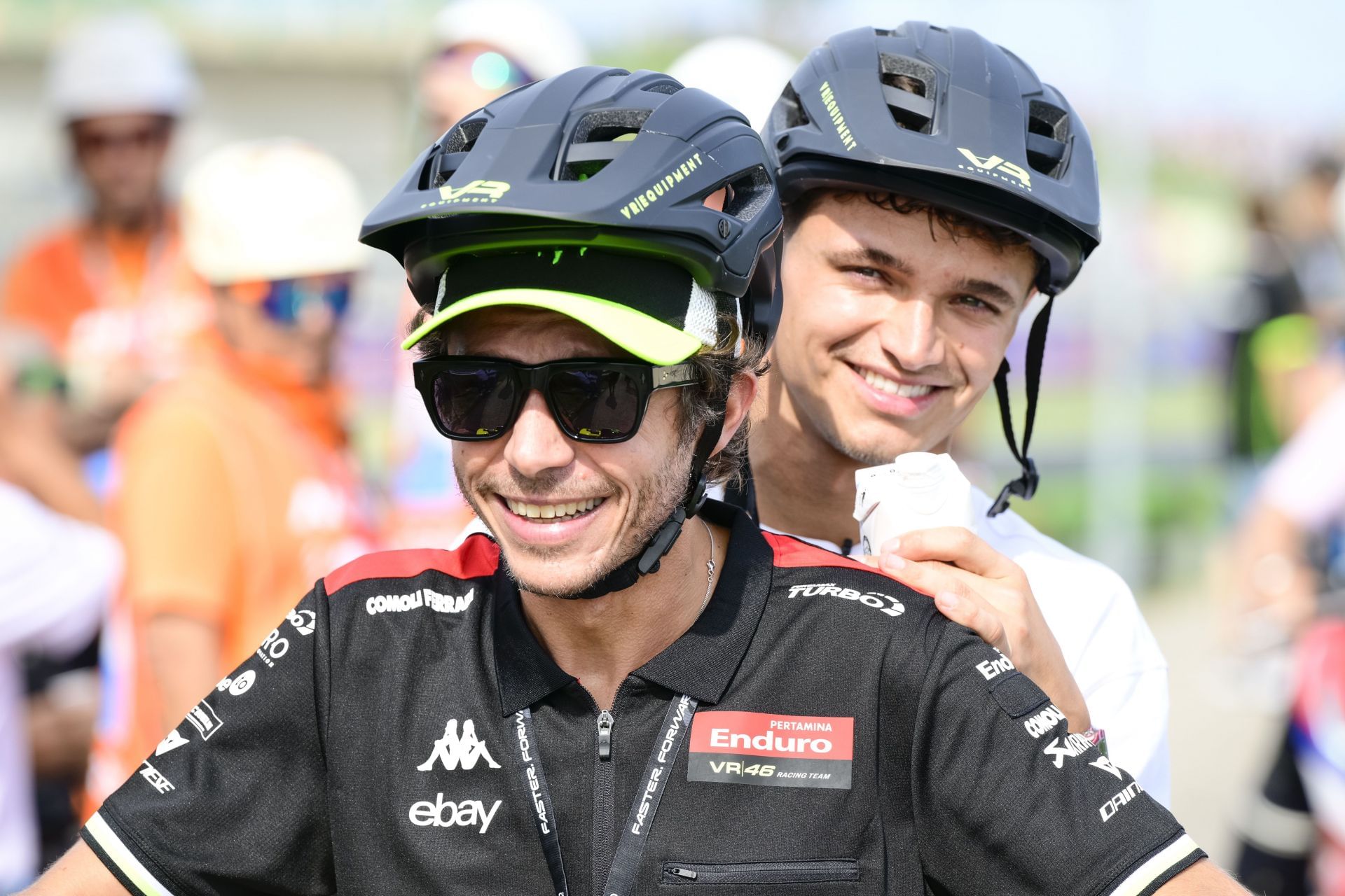 Valentino Rossi and Lando Norris at the 2025 MotoGP of San Marino race weekend - Source: Getty