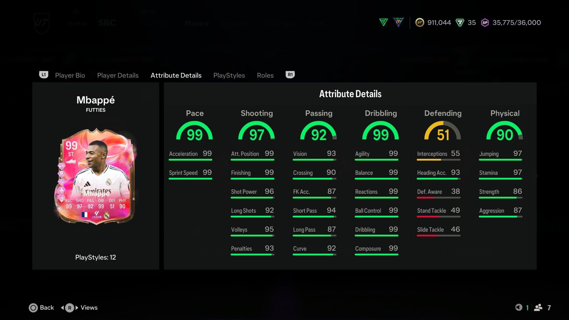 The stats (Image via EA Sports)