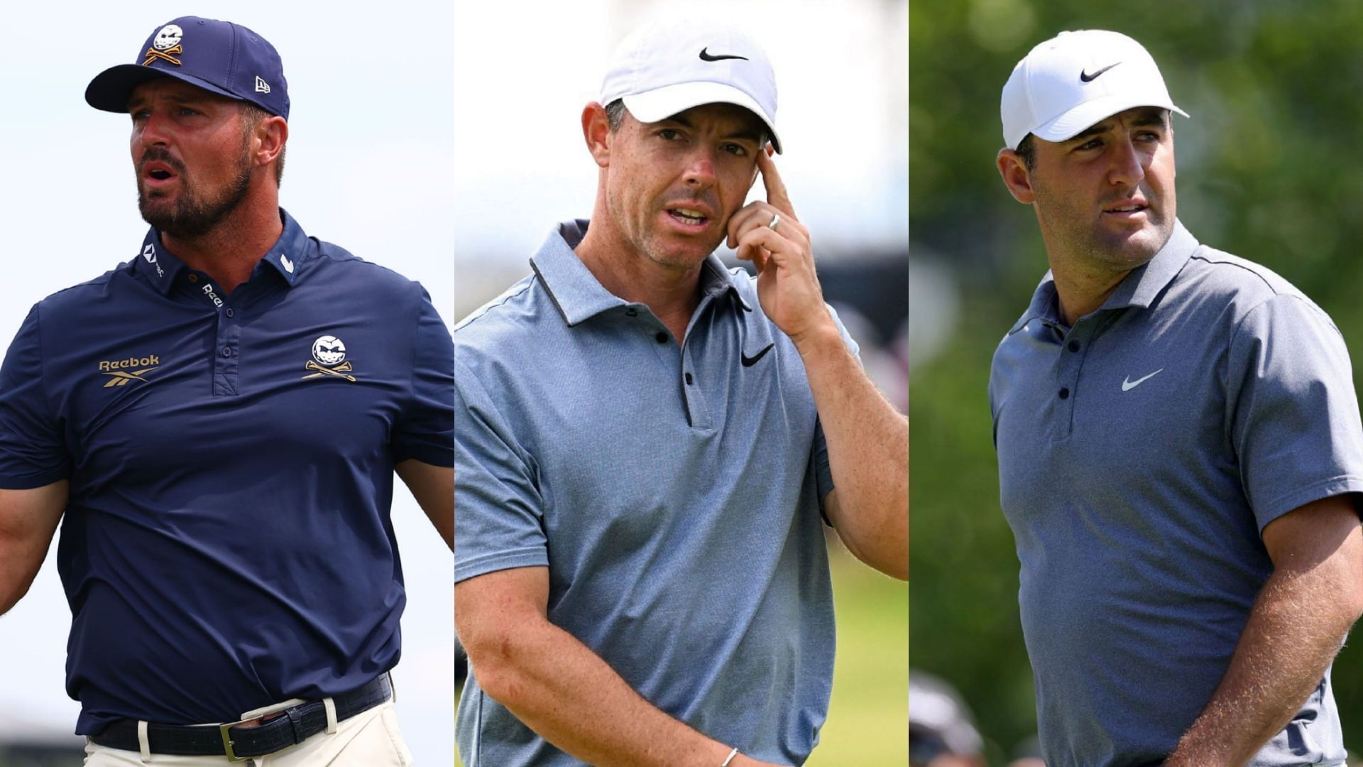Rory McIlroy (middle), Bryson DeChambeau (left), Scottie Scheffler (right) / Source: Getty Images 
