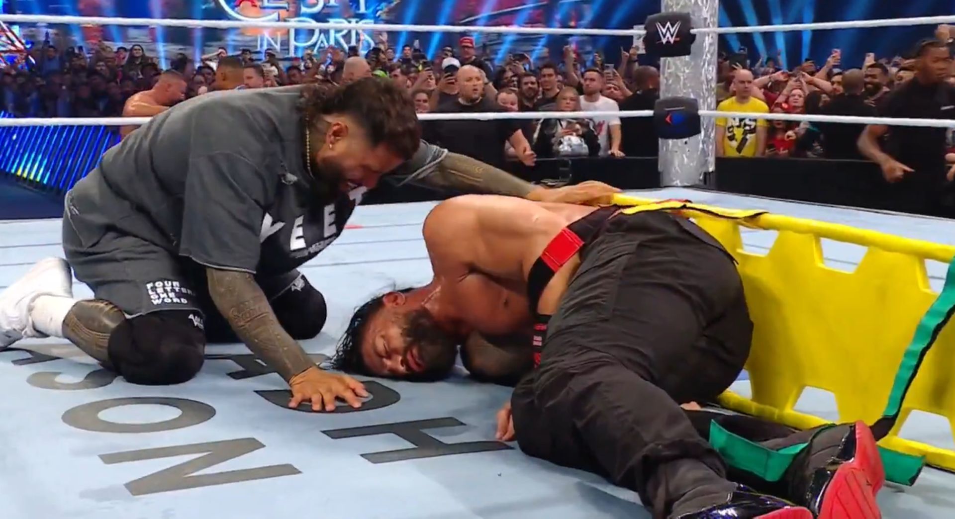 Roman Reigns was written off TV after a brutal attack at Clash in Paris. (Image Credit: WWE on X).