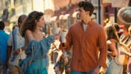 Emily Bader and Tom Blyth as Poppy Wright and Alex Nilsen enjoying a street outing in People We Meet on Vacation (Image via Netflix)