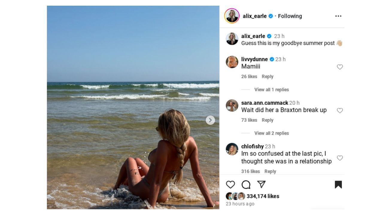 Braxton Berrios&rsquo; GF Alix Earle drops 2-word reaction to Olivia Dunne&rsquo;s bathtub photoshoot at Rose Bowl Stadium