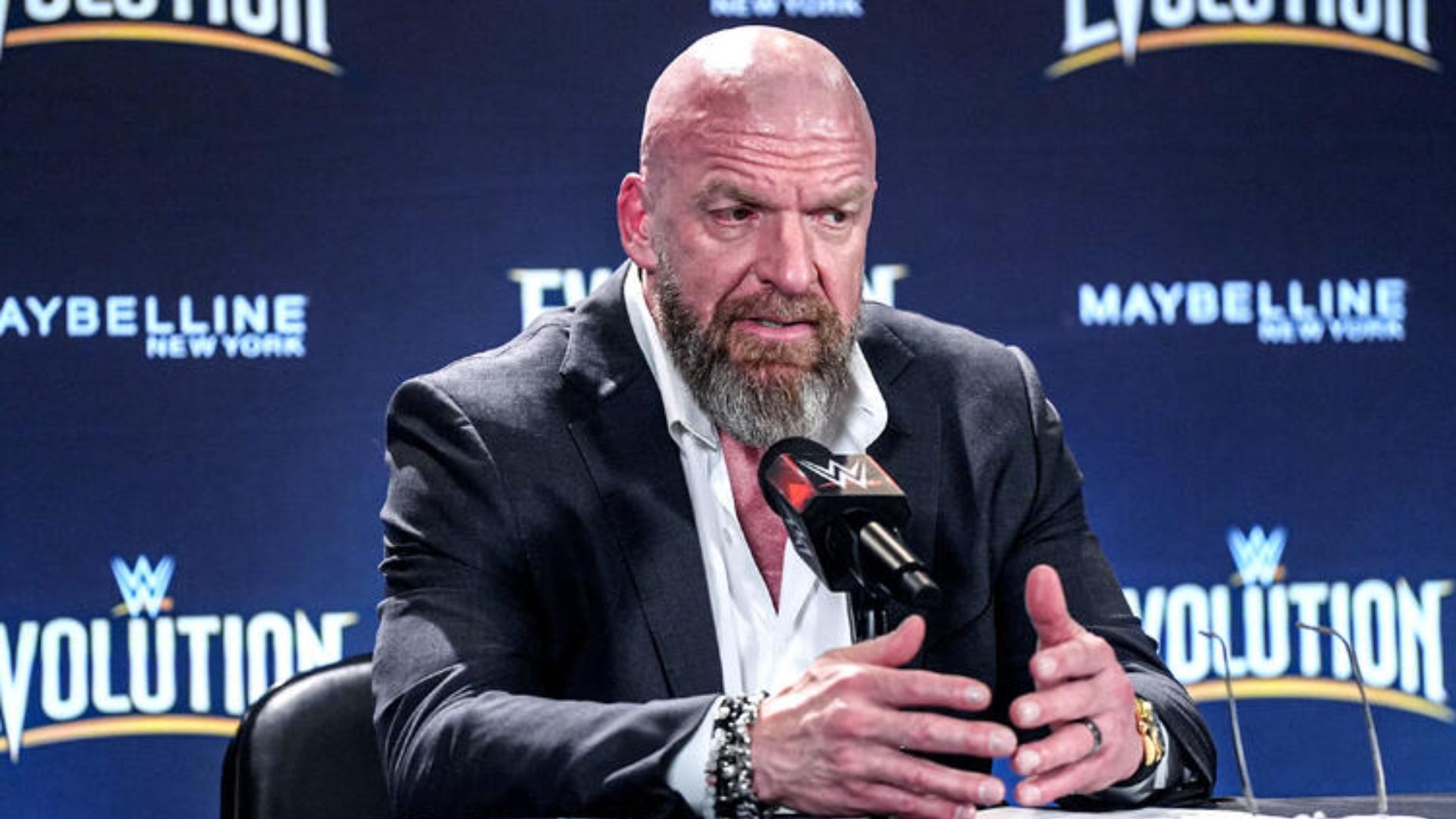 Triple H at the WWE Evolution Press Conference [Image Credits: WWE.com]