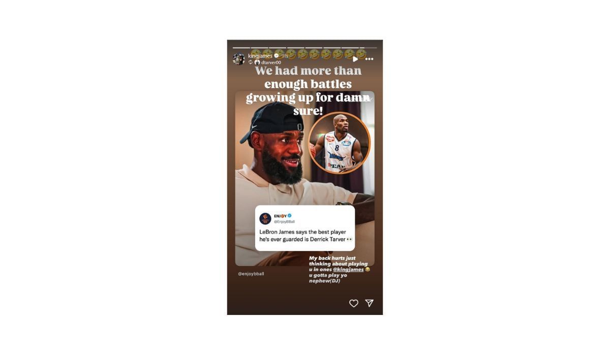 LeBron James reposts Tarver&#039;s story on Instagram (Source: @kingjames/IG)