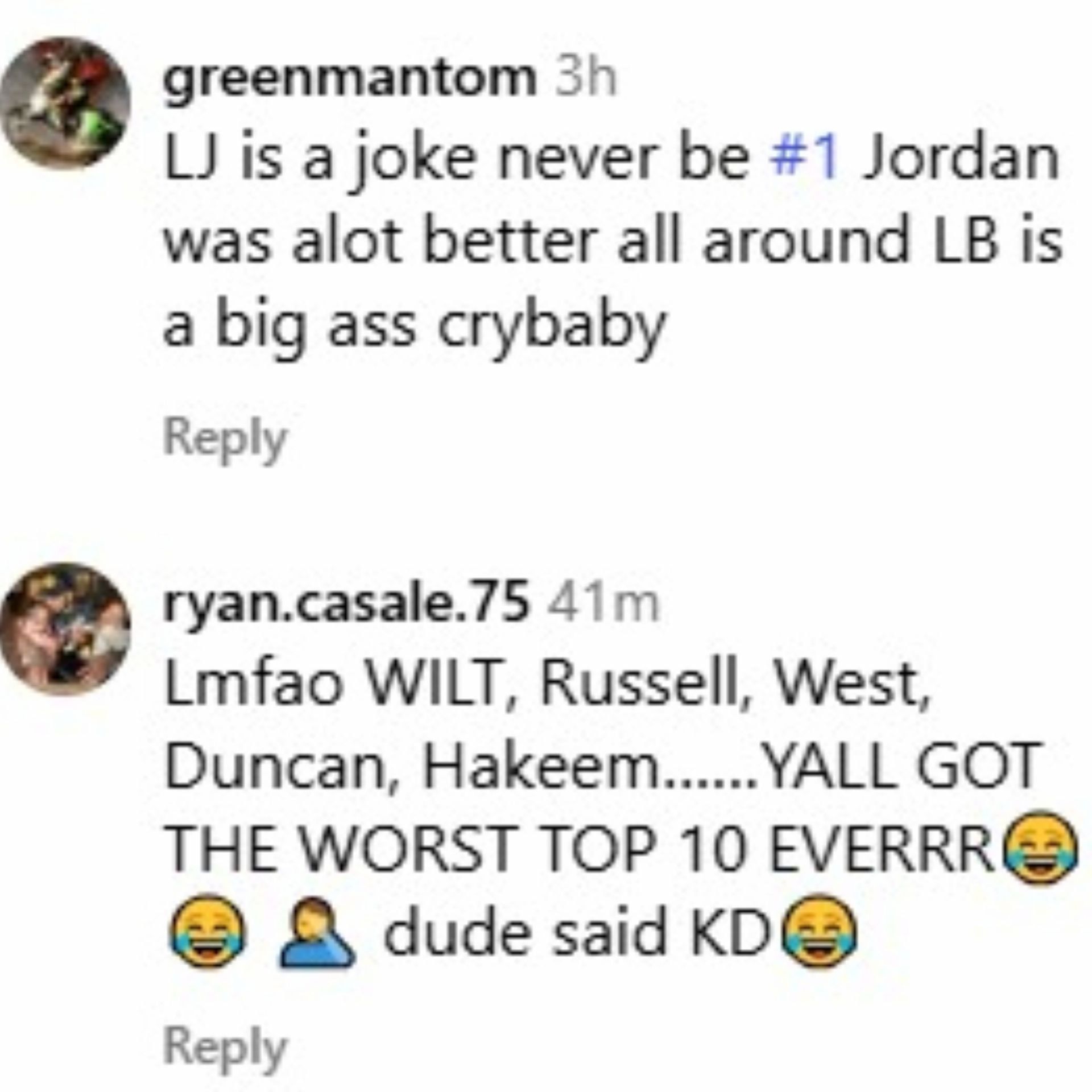Reactions from fans to the Ball Brothers&#039; selection of the best ten players ever