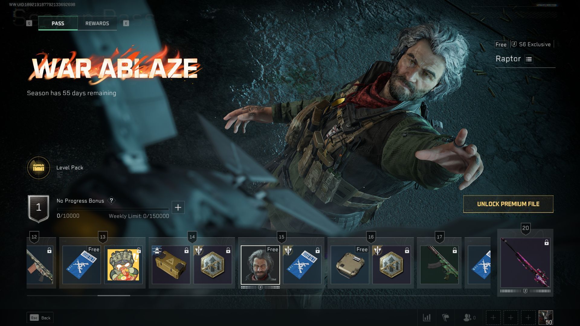 Unlock Raptor from War Ablaze Season Pass (Image via SK Gaming || TiMi Studio Group)