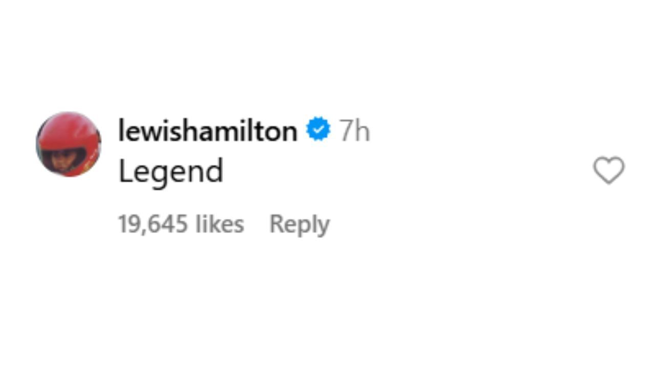 Snapshot of Lewis Hamilton&#039;s reaction...Credits-Instagram